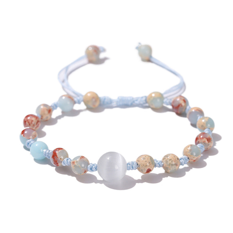 Light Blue Snakeskin Stone Opal Woven Bracelet