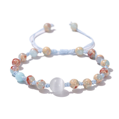 Light Blue Snakeskin Stone Opal Woven Bracelet