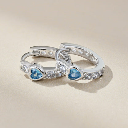925 Sterling Silver Heart Hoop Earrings