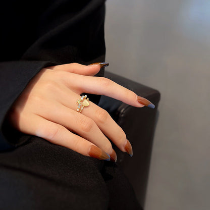 Niche Design Opal Ring | Unique Designer Opal Gemstone Ring | October Birthstone Gift for Her