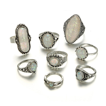 Large Oval Statement Opal Ring in Sterling Silver | Vintage Style October Birthstone Ring Gift for Her