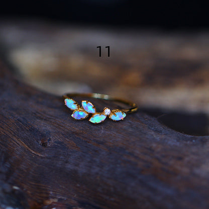 Marquise Opal Necklace and Ring Set in 925 Sterling Silver | Matching Opal Jewelry Set | October Birthstone Gift for Her