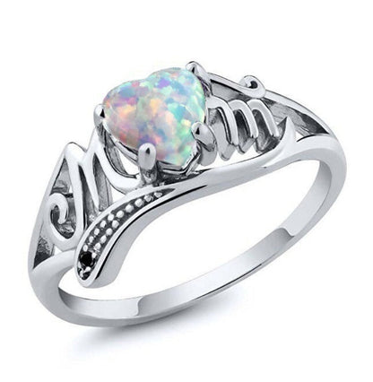 Heart Shaped Opal Ring in Sterling Silver | Romantic Opal Heart Ring | October Birthstone Gift for Her