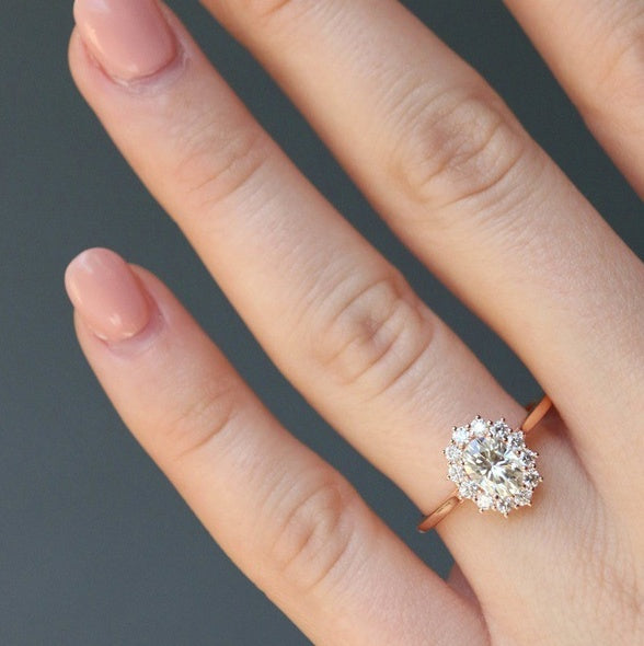 Oval Opal Halo Ring in 925 Sterling Silver | Bridal and Anniversary Opal Ring Gift for Her