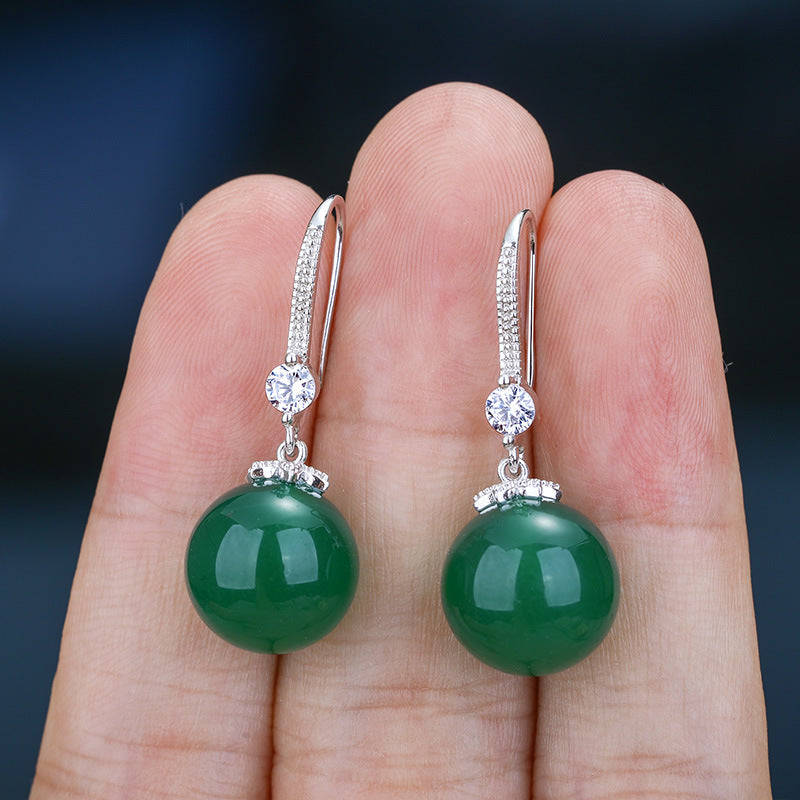 S925 Sterling Silver Green & Red Agate Drop Earrings