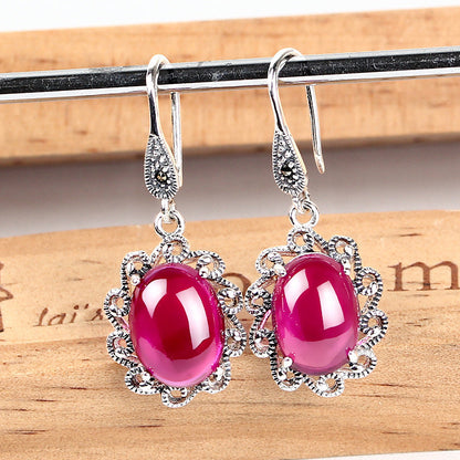 Vintage S925 Sterling Silver Sapphire Earrings