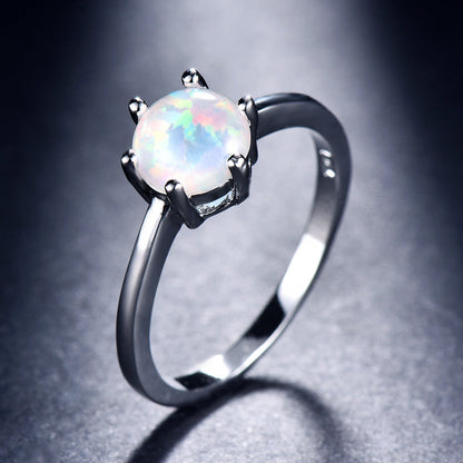 Elegant Opal Solitaire Ring in Sterling Silver | Classic Opal Solitaire Engagement Ring | October Birthstone Gift for Her