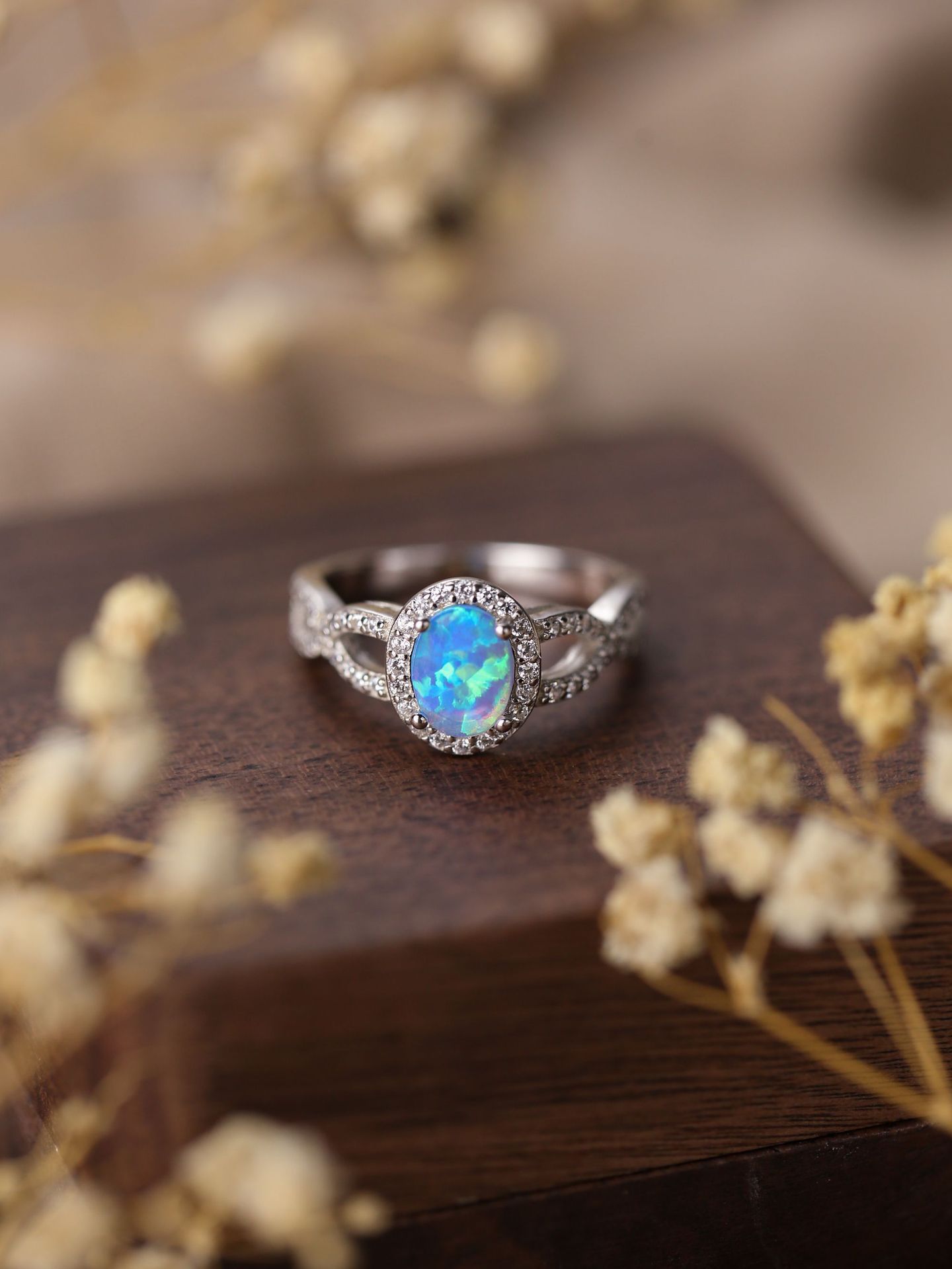 Oval Opal Ring in S925 Sterling Silver | Classic Oval Opal Gemstone Ring | October Birthstone Gift for Her