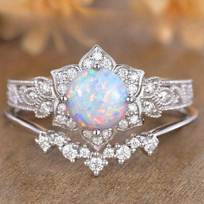 Minority Design Opal Ring | Unique Artistic Opal Gemstone Ring | October Birthstone Gift for Her