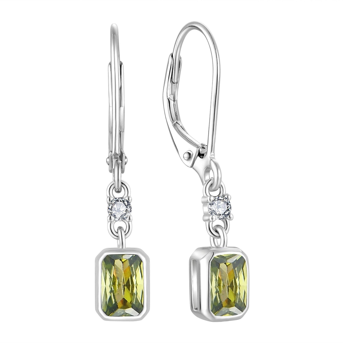 925 Sterling Silver Olive Green Opal Drop Earrings