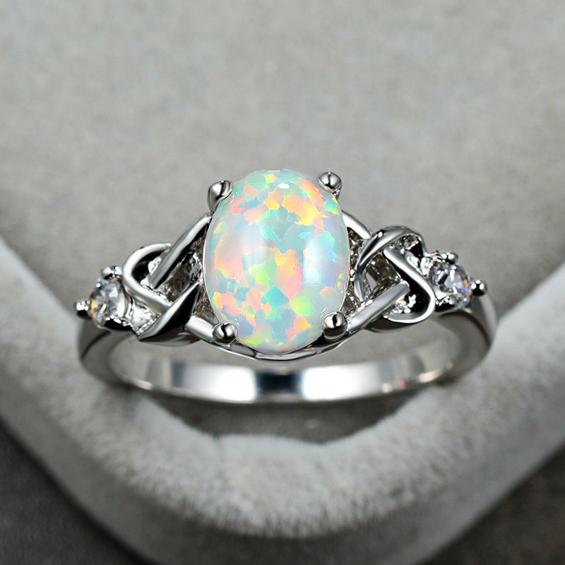 Opal Essence Ring in Sterling Silver | Pure Opal Gemstone Silver Ring | October Birthstone Gift for Her