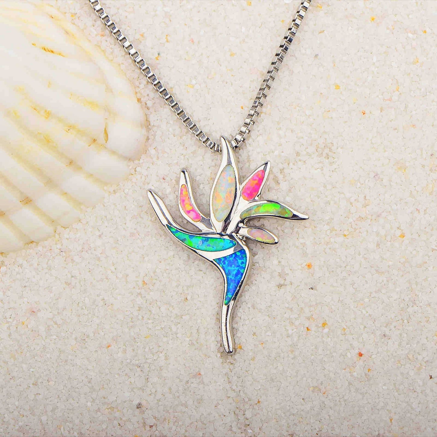 Peace Flower Opal Necklace Pendant, Sterling Silver Nature Inspired Pendant, Gift for Her Mom Wife