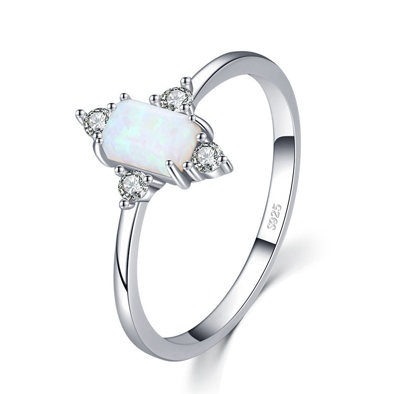 Vintage Opal Ring in S925 Sterling Silver | Antique Style Opal Gemstone Ring | October Birthstone Gift for Her