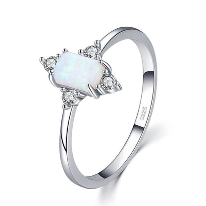 Vintage Opal Ring in S925 Sterling Silver | Antique Style Opal Gemstone Ring | October Birthstone Gift for Her