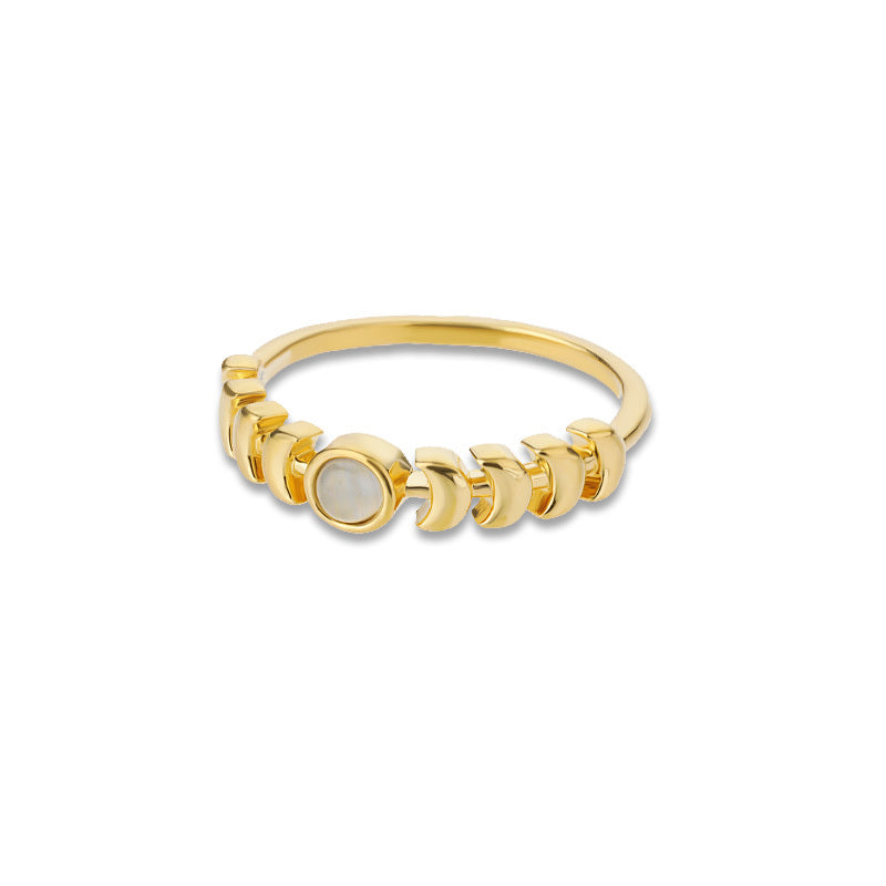 Moon Phase Opal Ring in 925 Sterling Silver | Gold and Silver Opal Bridal Ring | October Birthstone Gift for Her