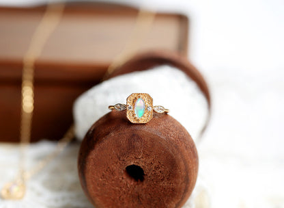 Luxury Opal Ring in S925 Sterling Silver | Premium Opal Gemstone Ring | October Birthstone Gift for Her