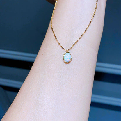 Minimalist Oval Opal Necklace