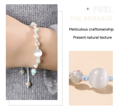 Light Blue Snakeskin Stone Opal Woven Bracelet