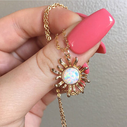 Gold Opal Sun Necklace