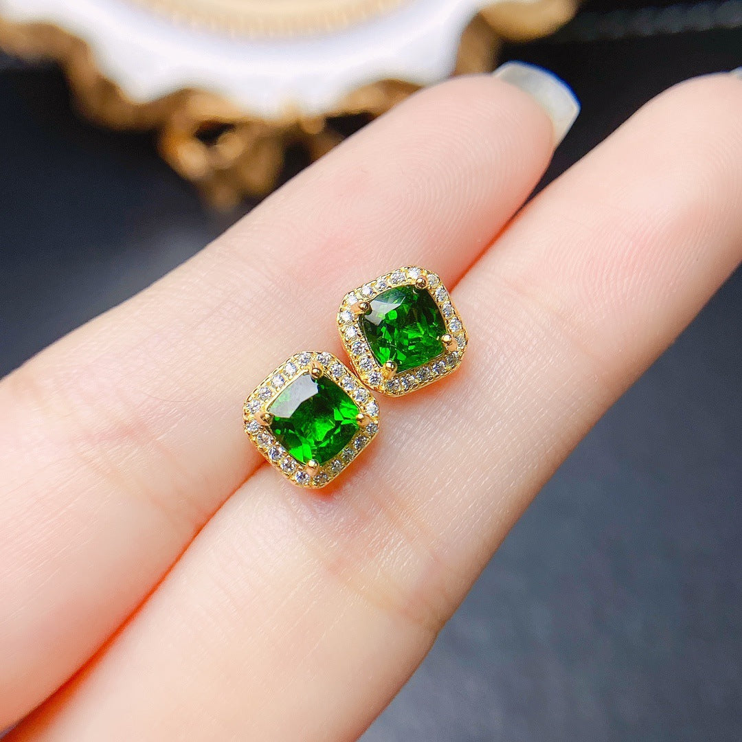 Natural Stud Earrings in S925 Sterling Silver