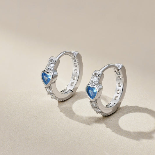925 Sterling Silver Heart Hoop Earrings
