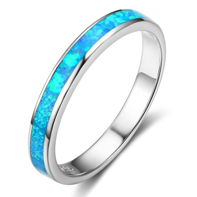Single Circle Opal Ring in Sterling Silver | Minimalist Round Opal Ring | October Birthstone Gift for Her