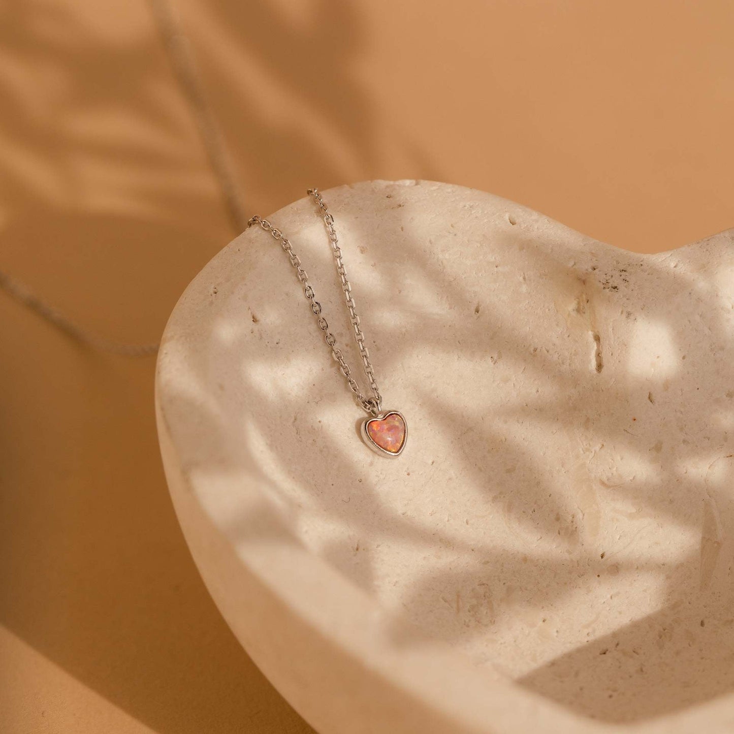Dainty Opal Heart Necklace
