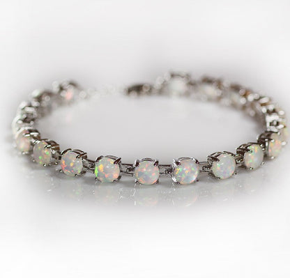 Natural White Opal Oval Bracelet