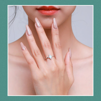 Vintage Opal Ring in S925 Sterling Silver | Antique Style Opal Gemstone Ring | October Birthstone Gift for Her