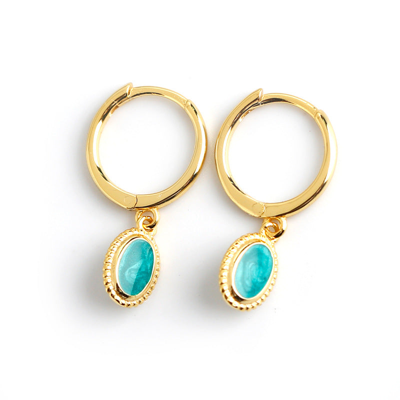 Sterling Silver Opal Hoop Earrings
