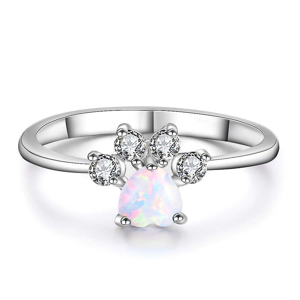Heart Shaped Opal Ring in 925 Sterling Silver | Bridal and Valentine Gift for Her