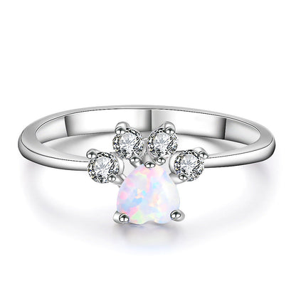 Heart Shaped Opal Ring in 925 Sterling Silver | Bridal and Valentine Gift for Her