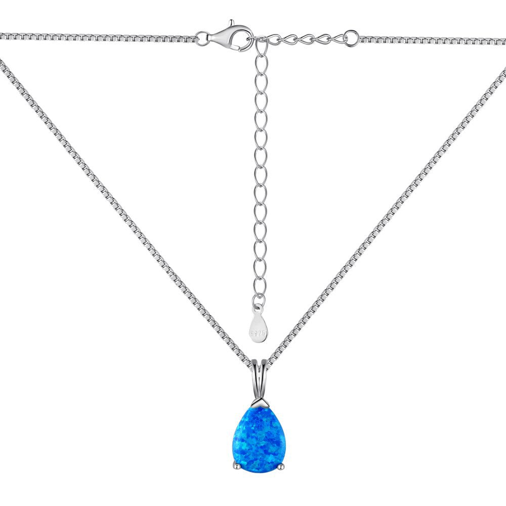 Blue Opal Teardrop Necklace