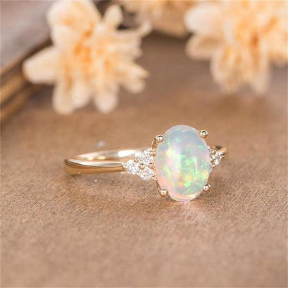 Inlaid Multi Fire Opal Ring in Sterling Silver | Colorful Fire Opal Statement Ring | October Birthstone Gift for Her