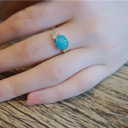 Oval Opal Adjustable Leaf Design Ring in 925 Sterling Silver | Nature Inspired Opal Ring Gift for Her