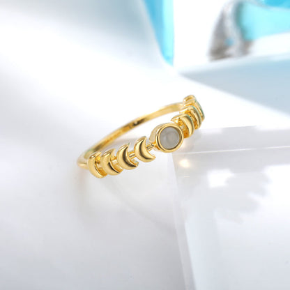 Moon Phase Opal Ring in 925 Sterling Silver | Gold and Silver Opal Bridal Ring | October Birthstone Gift for Her