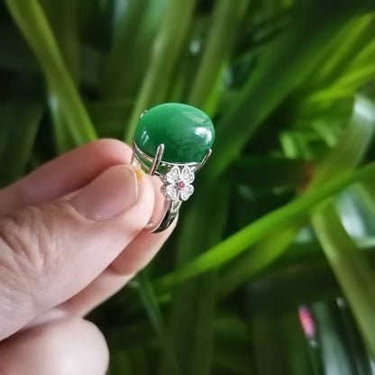 Opal and Emerald Ring in 925 Sterling Silver | Opal with Emerald Accent Ring | October Birthstone Gift for Her