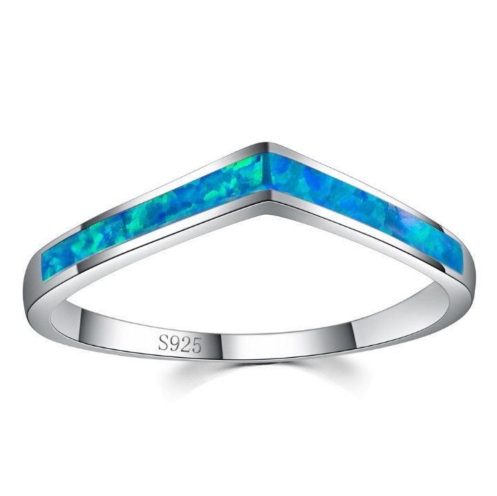 Mystic Ocean Blue Opal Fire Ring in 925 Sterling Silver | Blue Fire Opal Ring | October Birthstone Gift for Her
