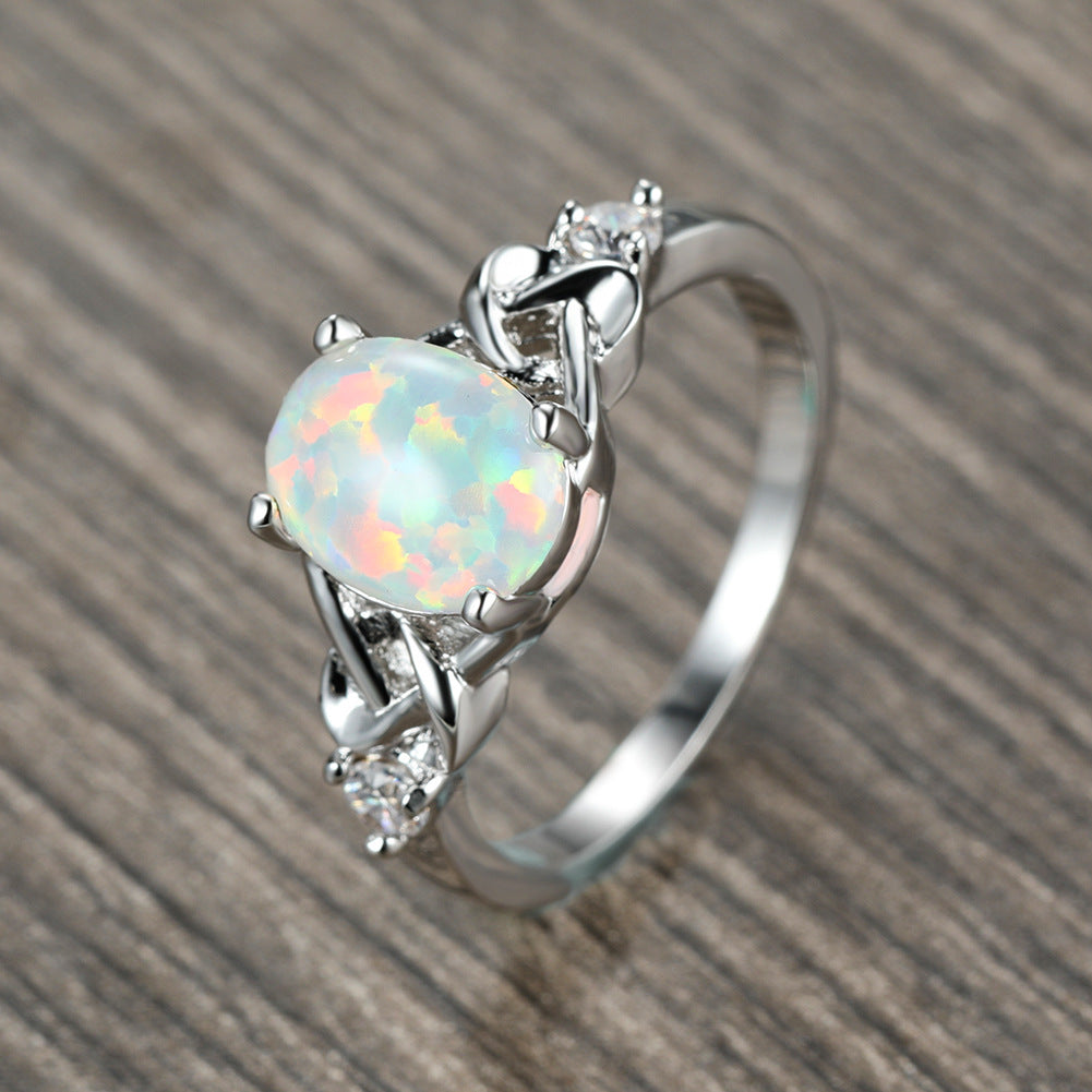 Opal Essence Ring in Sterling Silver | Pure Opal Gemstone Silver Ring | October Birthstone Gift for Her