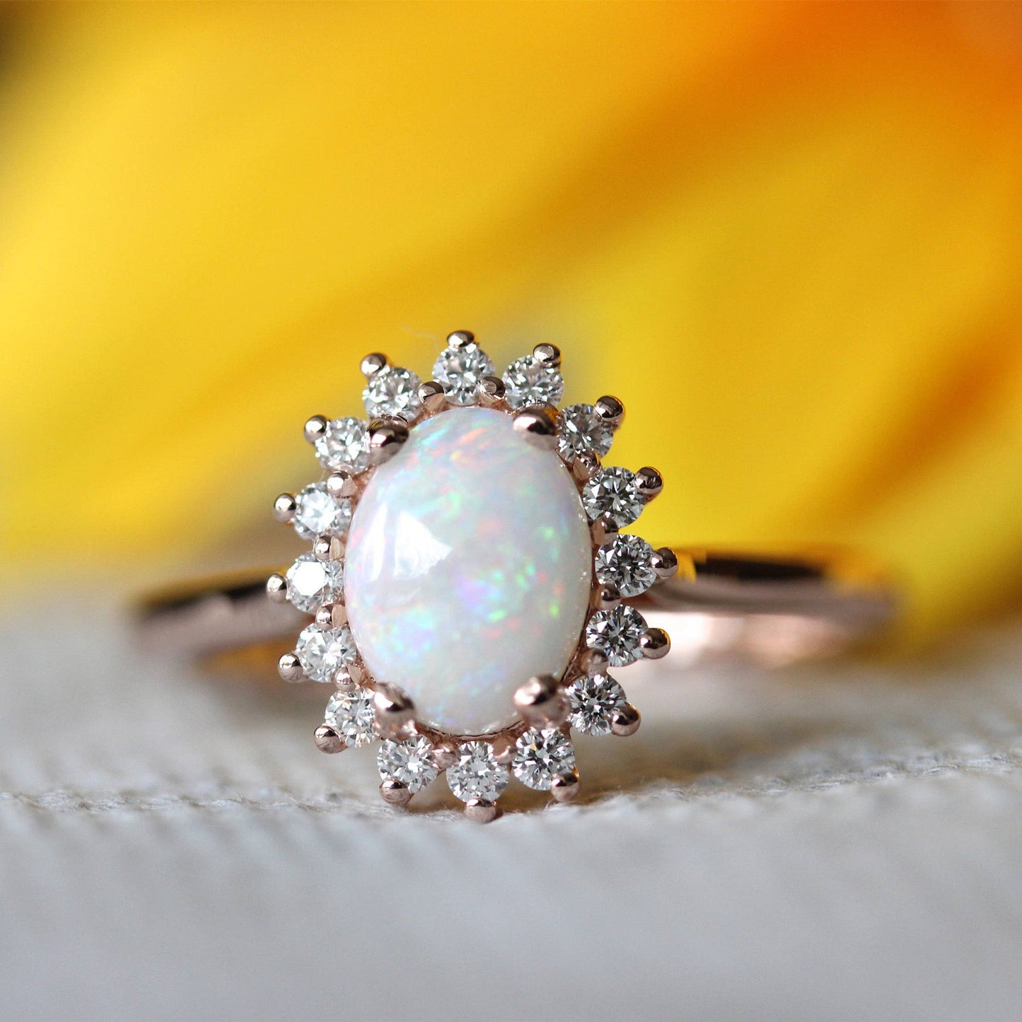 Stunning Opal Halo Ring with Sparkling Gemstone Accents in Sterling Silver | October Birthstone Gift for Her