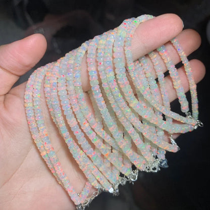 925 Silver Inlaid Natural Opal Faceted Bracelet