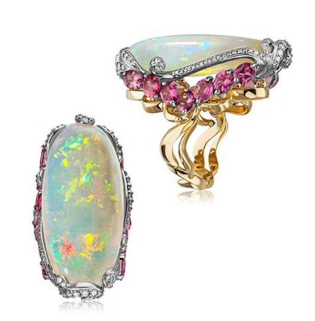 Multi Fire Opal Ring in Gold | Vibrant Gold Opal Gemstone Ring | October Birthstone Gift for Her