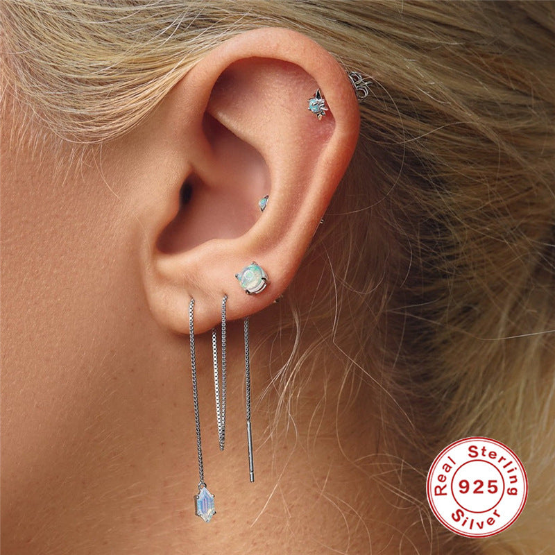 Star Opal Stud Earrings 925 Sterling Silver, Tiny North Star Opal Earrings, October Birthstone Gift for Her, Dainty Bridal Jewelry