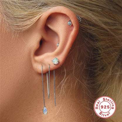 Star Opal Stud Earrings 925 Sterling Silver, Tiny North Star Opal Earrings, October Birthstone Gift for Her, Dainty Bridal Jewelry