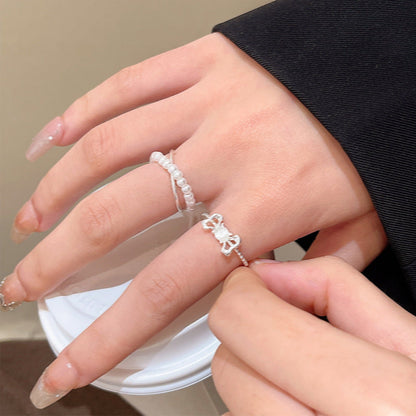 Fairy Bow Opal Ring in Sterling Silver | Whimsical Opal Bow Ring | October Birthstone Gift for Her