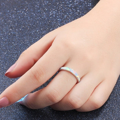 Single Circle Opal Ring in Sterling Silver | Minimalist Round Opal Ring | October Birthstone Gift for Her