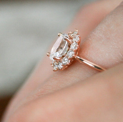 Oval Opal Halo Ring in 925 Sterling Silver | Bridal and Anniversary Opal Ring Gift for Her