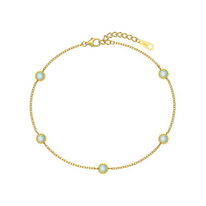 Dainty Opal Station Bracelet in 925 Sterling Silver & Gold plated
