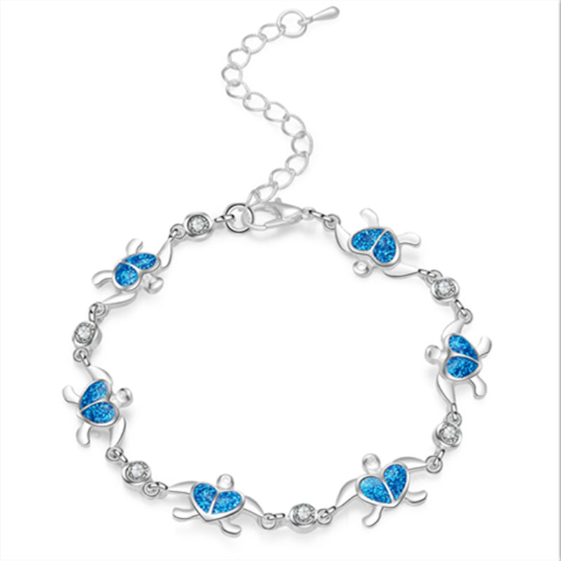 Silver Inlaid Opal Turtle Bracelet