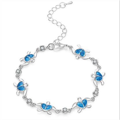 Silver Inlaid Opal Turtle Bracelet